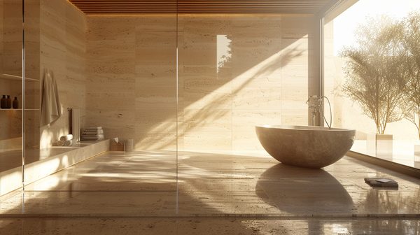 Transformez votre espace avec du travertin salle de bain